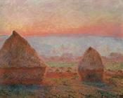 克劳德莫奈 - Les Meules a Giverny, soleil couchant, Translated title: Haystacks at Giverny, the evening sun